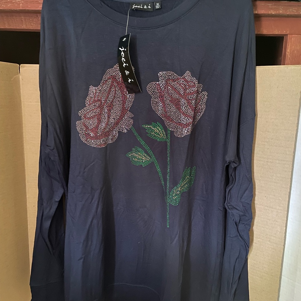 joie & i  2X New! Embellished long sleeve knit top, 
Beautiful floral detail 🌺